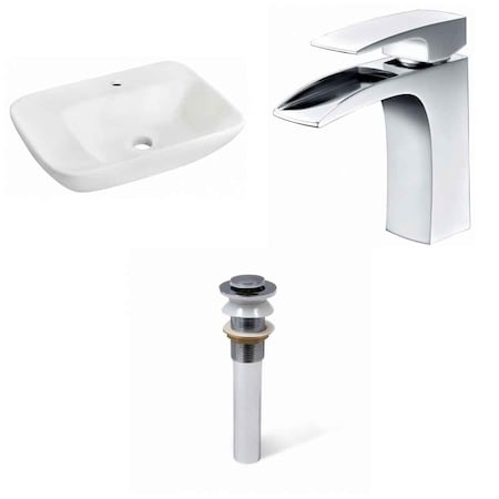 23.5-in. W Wall Mount White Vessel Set For 1 Hole Center Faucet